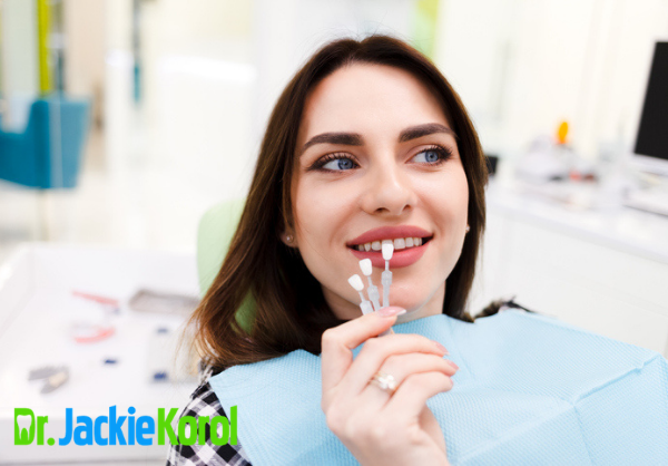 Woman at Dentist Getting Veneers made 